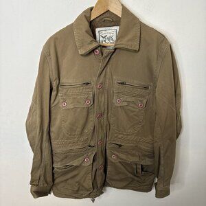 FCUK Men M Cargo Tac Jacket Coat Army Green Canvas Utility